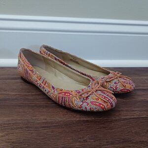 Talbots Brazil Paisley Textile Pattern Fabric Bow Ballet Women's Flats 6.5 B